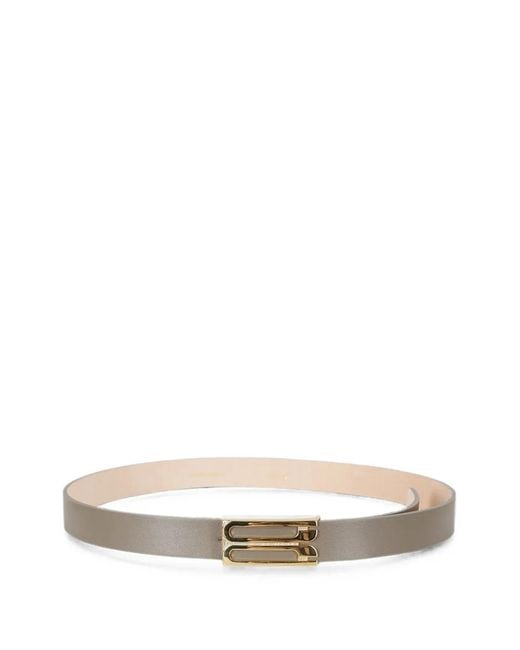 Victoria Beckham White Logo-Plaque Leather Belt