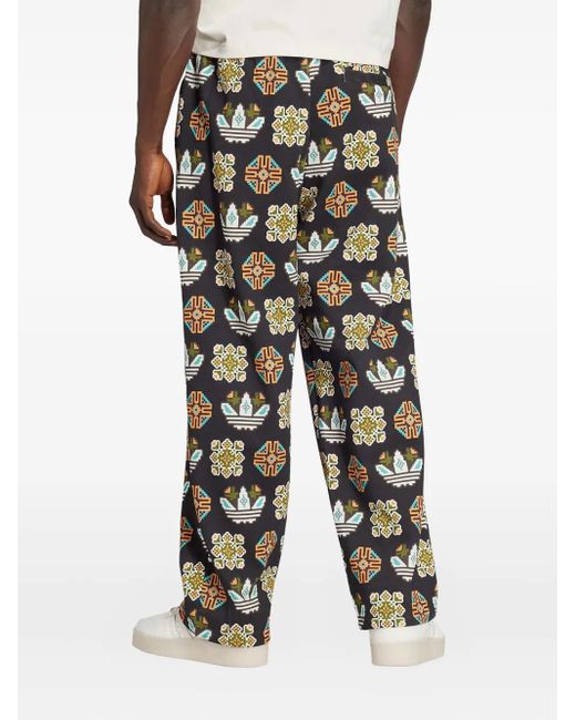 Adidas Black Graphic-Print Track Pants for men