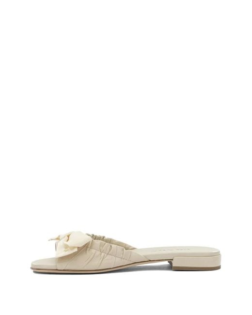 Prada White Bow-Detail Ruched Sandals