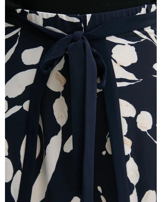 Joseph Ribkoff Blue Floral Print Tie Trousers