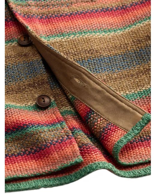 RRL Brown Buttoned Striped Knitted Shirt for men