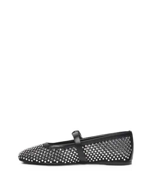 Stuart Weitzman White Crystal-Embellished Mesh Ballet Flats