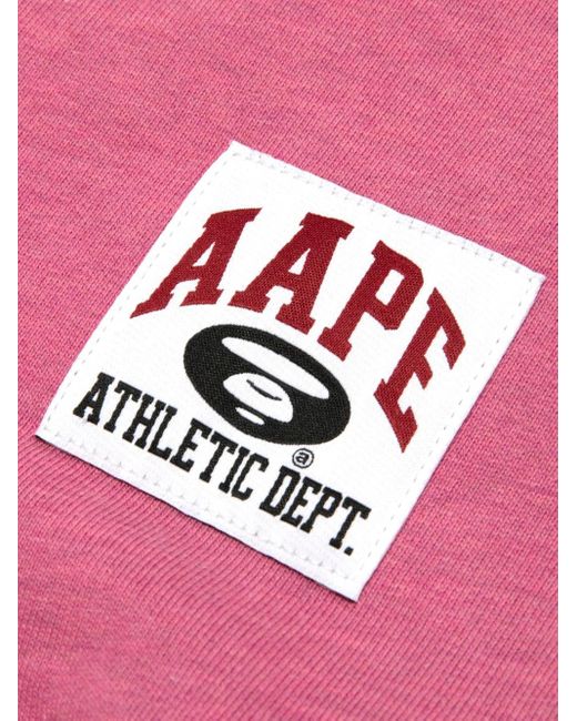 Aape By A Bathing Ape Pink Embroidered-Logo Crew-Neck Sweatshirt for men