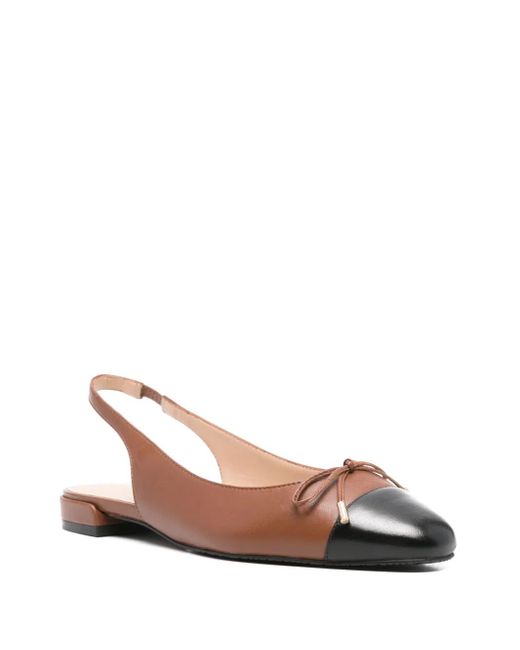 Stuart Weitzman Brown Sleek Bow Slngbck Fl