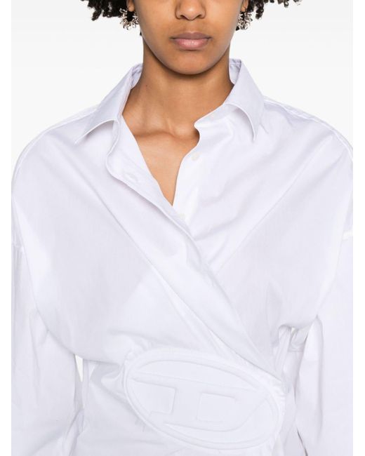 DIESEL White D-Sizen-N1 Hemdkleid aus Popeline