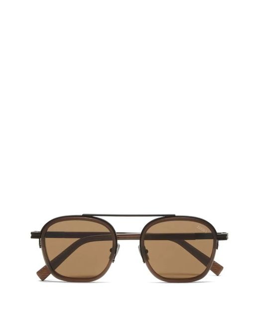 Zegna Brown Orizzonte Sunglasses for men