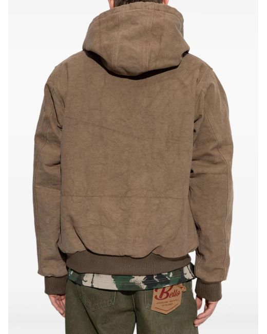 A Bathing Ape Brown Logo-Embroidered Hooded Jacket for men