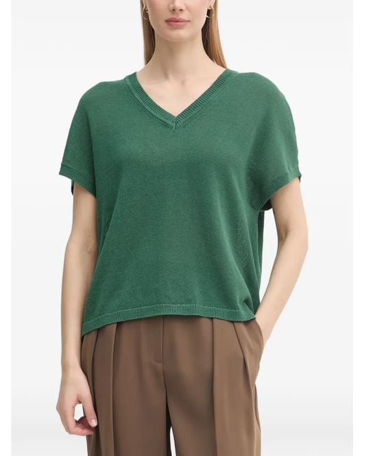 MARC AUREL Green V-Neck Knitted T-Shirt