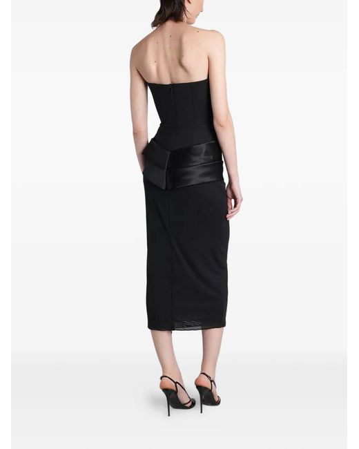 Alex Perry Black Satin-Trimmed Strapless Midi Dress