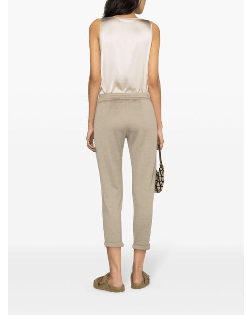 Brunello Cucinelli Natural Drawstring Jersey Track Pants