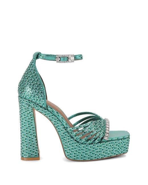 Kurt Geiger Green Crystal Strap Plataform Heels