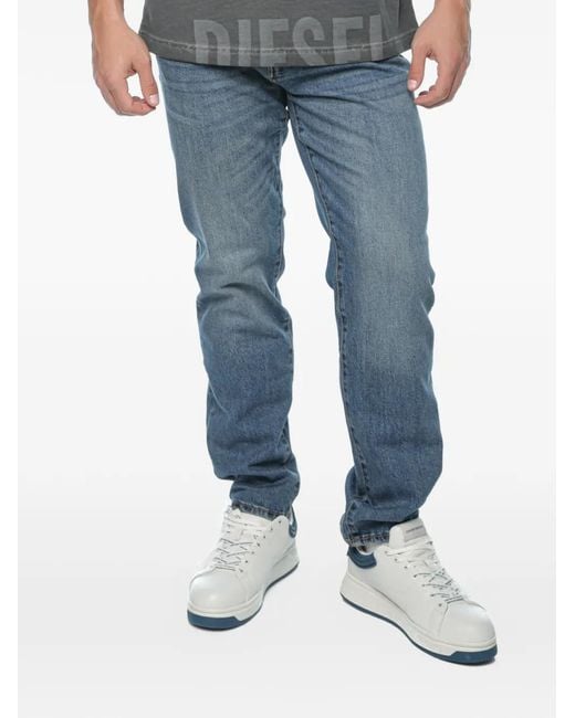 ARMANI EXCHANGE Blue Five-Pocket Straight-Leg Jeans for men
