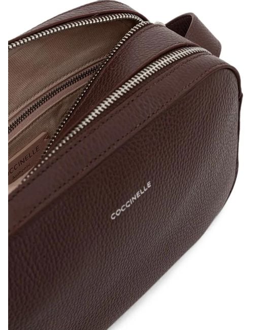 Coccinelle Brown Grainy-Leather Cross Body Bag