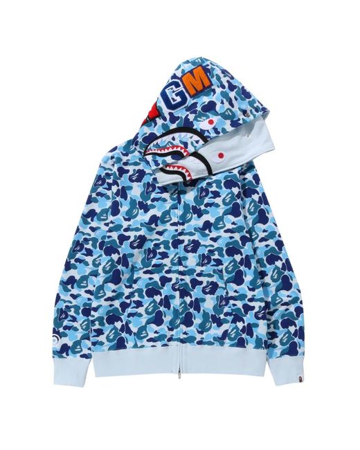 A Bathing Ape Blue Full-Zip Camouflage-Print Hoodie for men