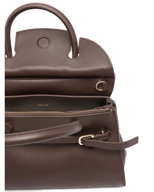 Jonathan Simkhai Brown Small River Suede-Panel Buckled Tote Bag