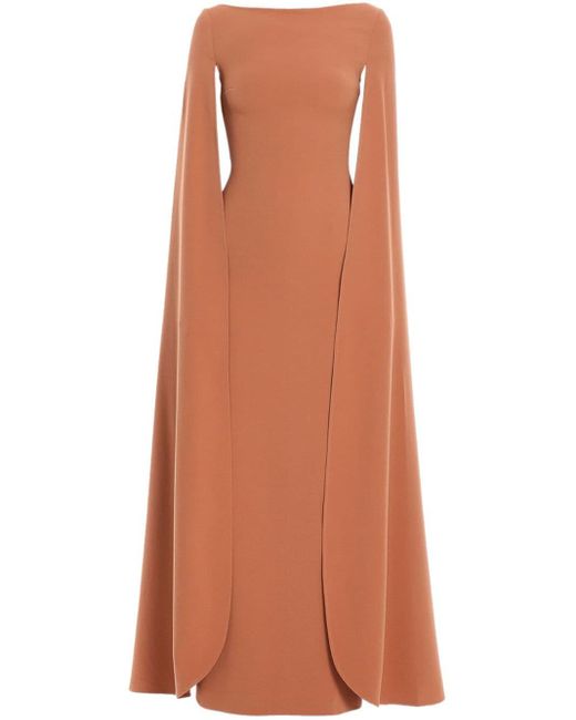 Solace London Brown The Sadie Cape-design Maxi Dress