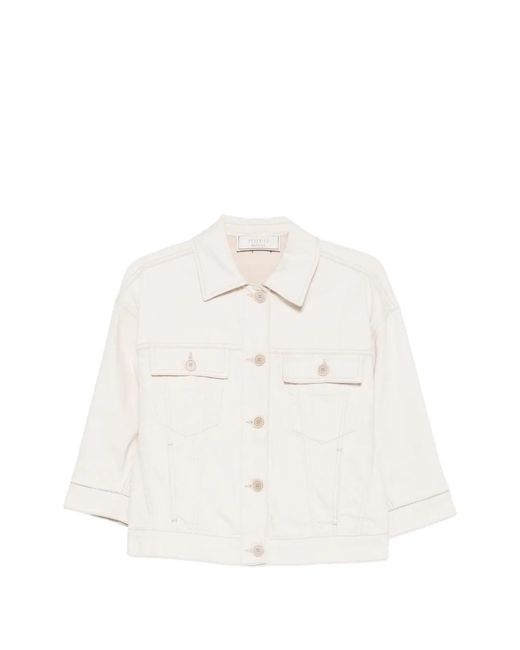 Peserico White Contrast-Stitched Denim Jacket