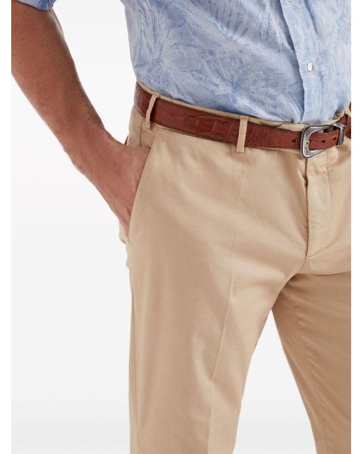 Brunello Cucinelli Natural Italian Fit Cotton Trousers for men