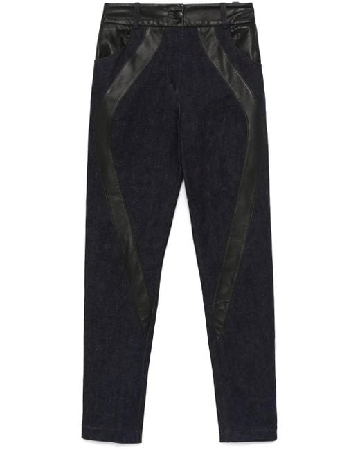 MITILIANE COUTURE Blue Leather-Inserts Jeans