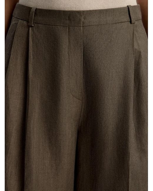 12 STOREEZ Green Leinen-Shorts mit Falten