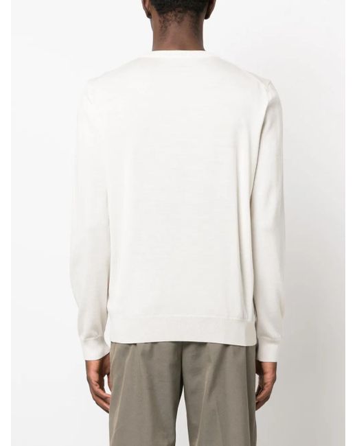 Boss White Logo-Embroidered Cotton Jumper for men