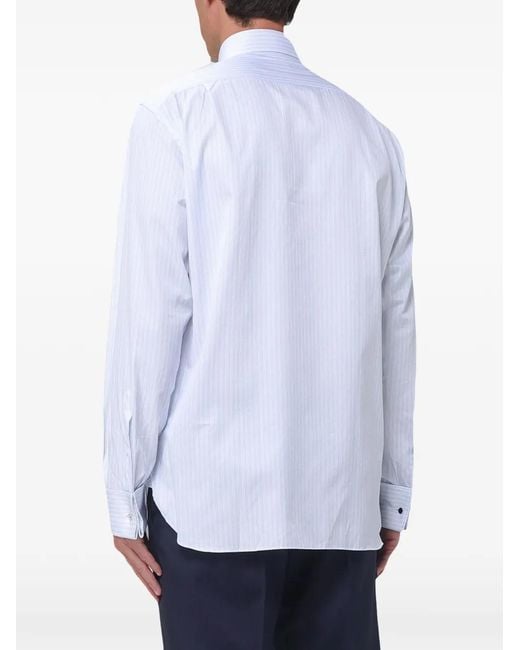 Zegna White Striped Poplin Shirt for men