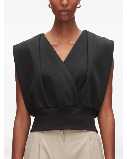 3.1 Phillip Lim Black V-Neck Shoulder-Pad Top