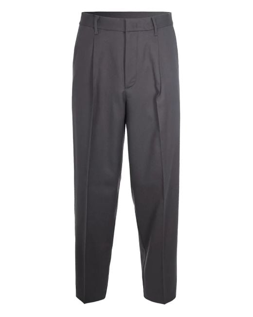 Emporio Armani Gray Pleat-Detail Trousers for men