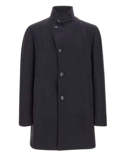 Tagliatore Blue Button-Fastening Coat for men