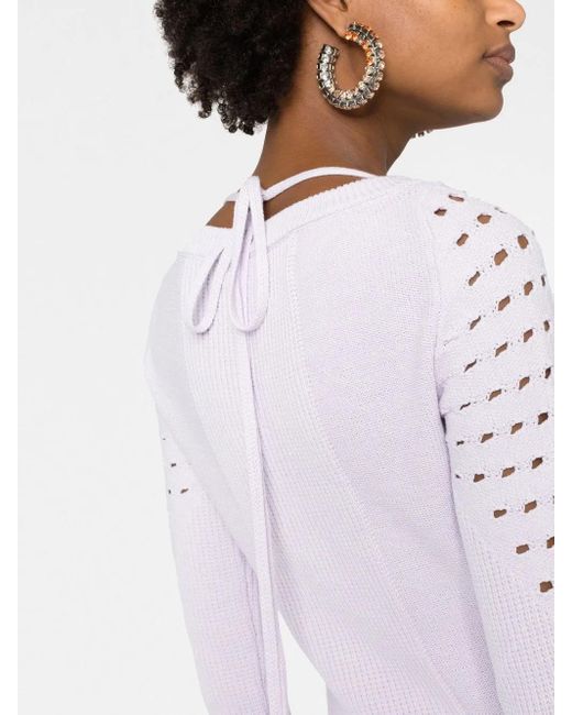 The Attico Purple Open-Knit Long-Sleeved Minidress