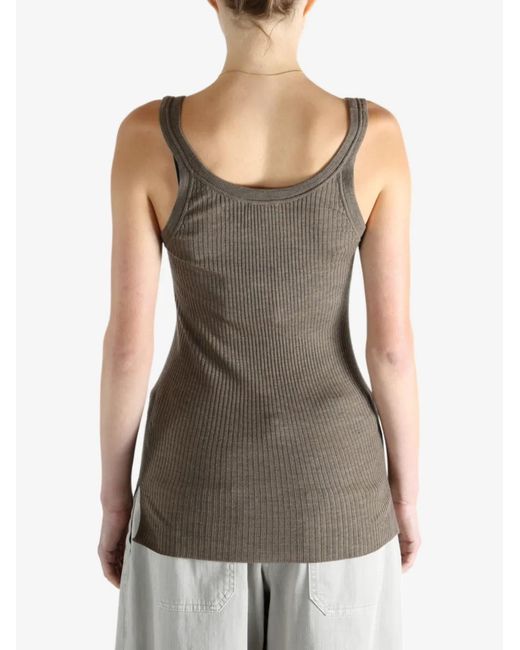 Calvin Klein Brown Ribbed Scoop-Neck Tank Top