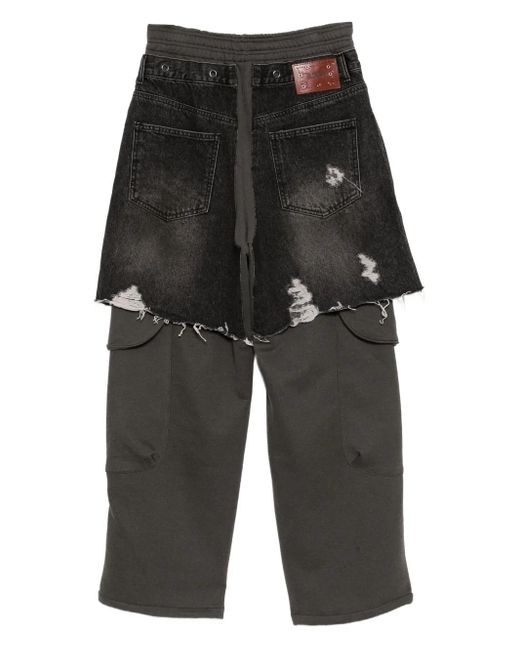 ANDERSSON BELL Black Denim-Inset Trousers for men