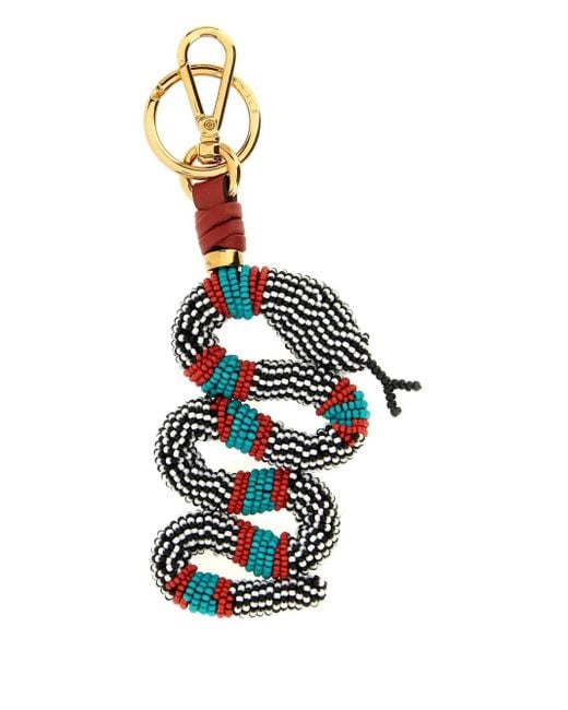 Etro White Beaded Snake Keyring