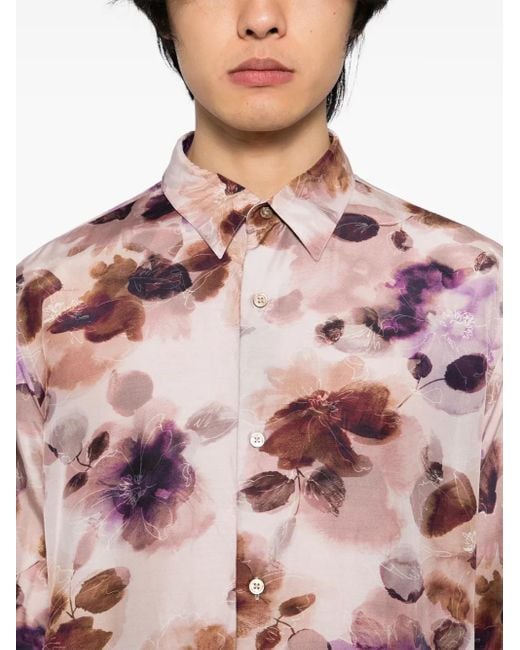 CALMLENCE Pink Floral-Print Shirt for men