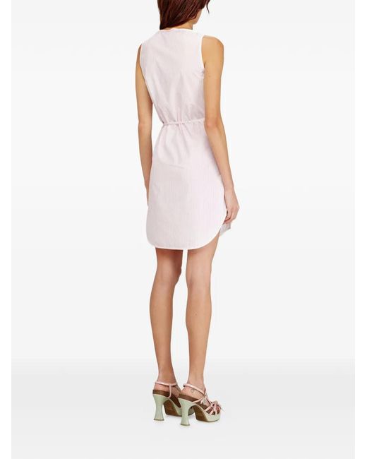 DIESEL Pink Mini V-Neck Striped Dress