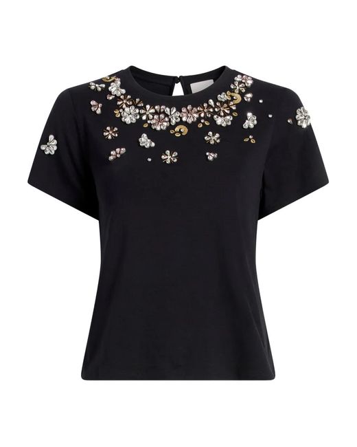 Cinq À Sept Black Tumbling Flowers Shrunken T-Shirt