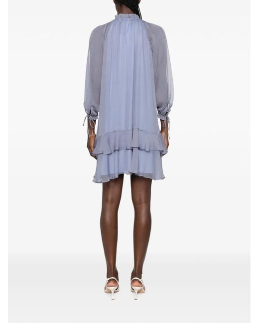 iBlues Blue Ruffled Tiered Mini Dress