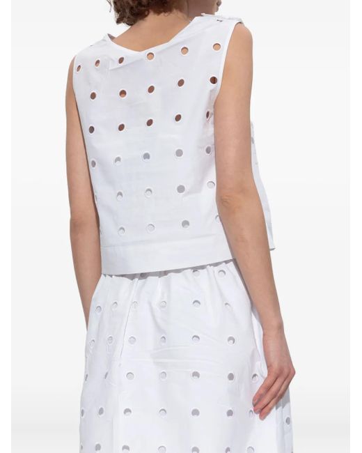 Posse White Peggy Eyelet Sleeveless Top