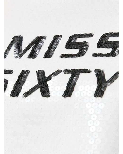 Miss Sixty White Sequin-Embellished Cropped Top