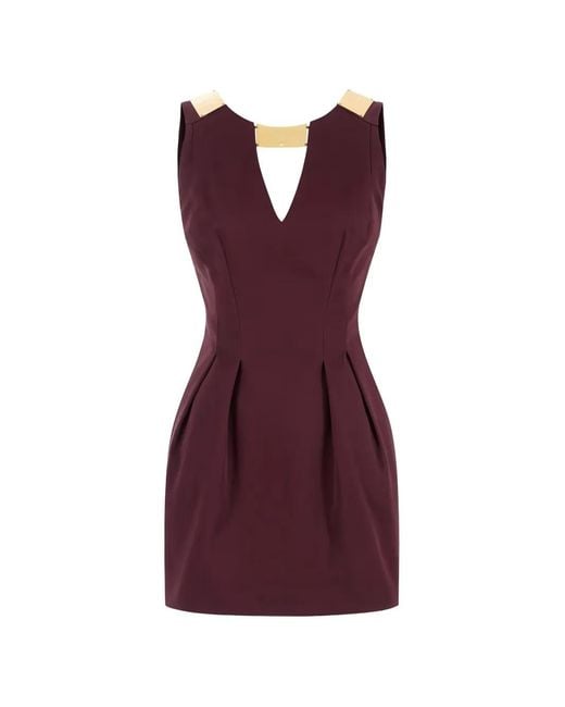 Elisabetta Franchi Purple Jewel-Detail Mini Dress
