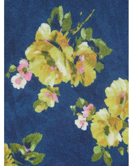 LaDoubleJ Blue Floral-Print Crew-Neck Sweater