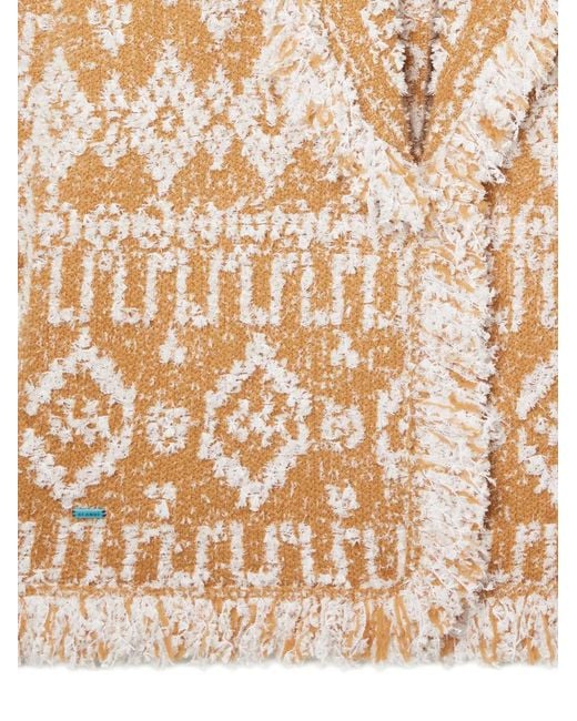 Alanui Natural Send Beat Geometric-Pattern Fringed Cardi-Coat