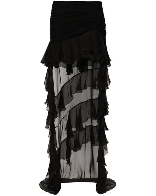 Blumarine Black Ruffled High-low Skirt