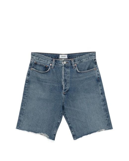 Agolde Blue Anson Frayed Shorts for men