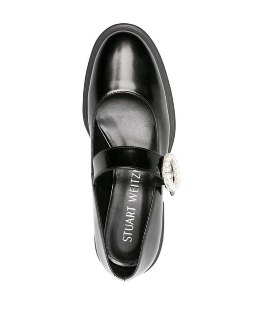 Stuart Weitzman Black Nolita Leather Mary Jane Loafers