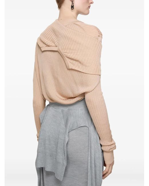 Acne Natural Ribbed-Knit Cardigan