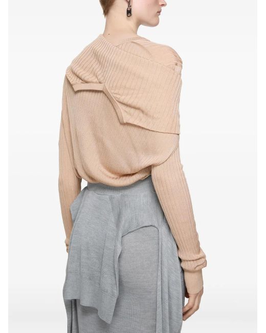 Acne Natural Ribbed-Knit Cardigan