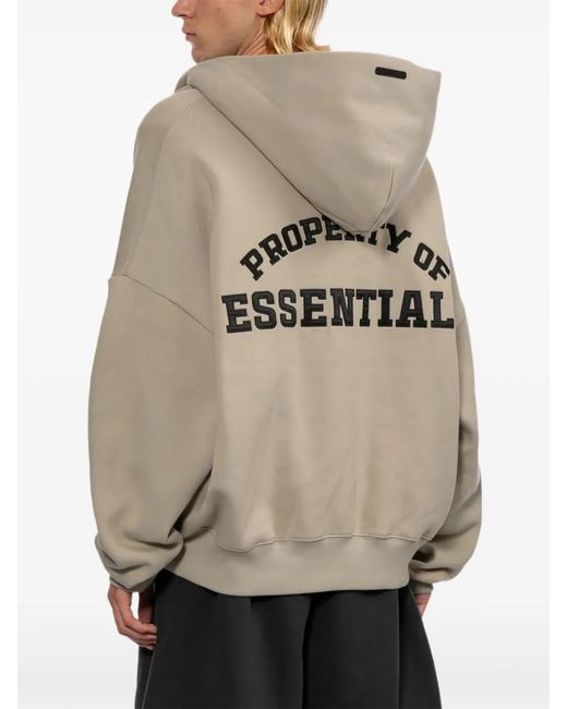 Essentials Natural Logo-Print Half-Zip Hoodie for men