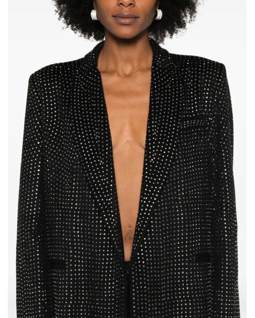 Abrigo con apliques de strass y cinturón GIUSEPPE DI MORABITO de color Black