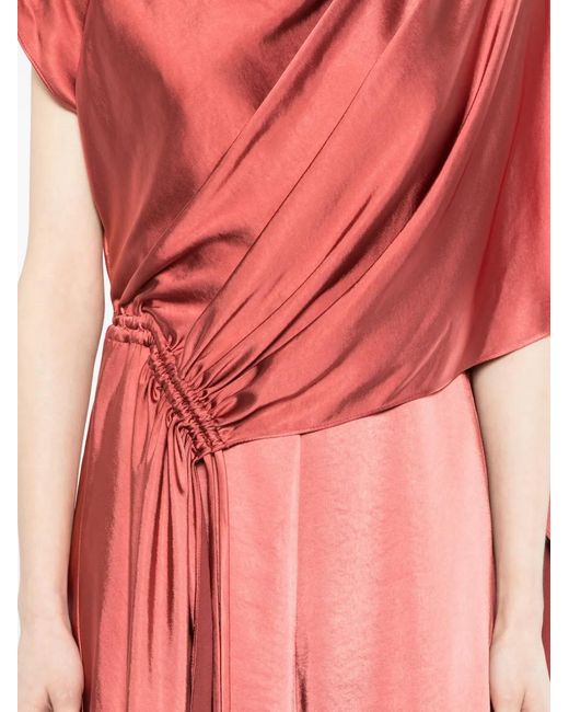 Amsale Red Draped Maxi Dress